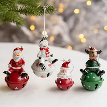 1 ADET demir Noel ağacı çan Noel Baba kardan adam Elk çan kolye Noel ağacı dekorasyon yeni yıl