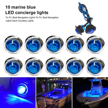 10 Adet 12V tekne Transom LED kıç ışık yuvarlak Beyaz LED Kuyruk Lambası su Geçirmez IP67 Yat yan İşaretleyici nezaket ışıkları mavi