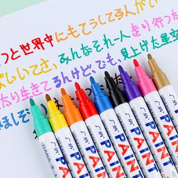 12 Renk boya kalemi Su Geçirmez Metal Kalıcı Mürekkep resim kalemi Kalem Kaya Ahşap Metal Plastik Cam Graffti Seramik Araba DIY