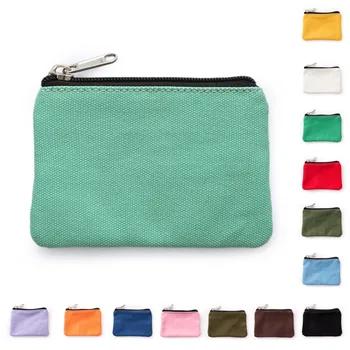 14 Renk DIY Düz Tuval pamuklu çanta Saf Fermuarlı Para anahtar çantası Para Cebi Kadın Erkek El bozuk para cüzdanı Küçük Cüzdan Çocuk