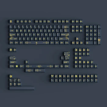 154 tuşları takımyıldızı Keycaps PBT 5 tarafı boya süblimasyon anahtar kap kiraz profili ışık geçirmez klavye için MX anahtarı oyunları klavye