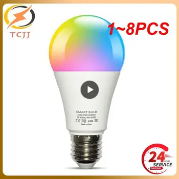 1~8 ADET Tuya Akıllı ışık E27 LED elektrik ampulü RGB+WW+CW Kısılabilir Akıllı Yaşam Ses Kontrolü Alexa Ev ile Çalışır