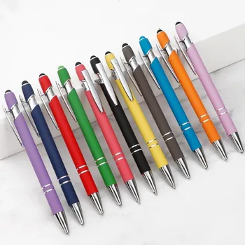 20 Adet / grup Özelleştirilmiş Mat Tükenmez Kalem Yaratıcı Stylus Dokunmatik Kalem 22 Renk Yazma Ballpen Kırtasiye Ofis Okul Malzemeleri