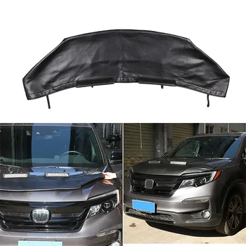 2015-2022 Honda Pilot için Araba kaput kum ve taş saptırıcı koruma kapağı siyah deri araba Dış dekoratif aksesuarları