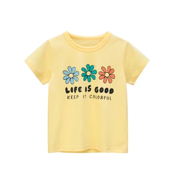 2022 yazlık t-Shirt çocuk Giyim Kız Üstleri Rahat Çocuk kısa kollu t-Shirt Baskı Bebek Kız t-shirt Çocuk Kazak