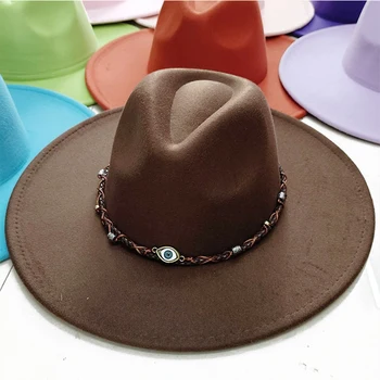 2023 Moda fötr şapka Şapka Erkekler Kadınlar İçin Vintage Tarzı Şapka Göz Bandı Aksesuarları Panama Caz Büyük şapka Toptan