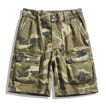 2023 Yaz Yeni Erkek Rahat Pantolon Plaj Yeşil Kamuflaj Şort Askeri Kargo İş erkek pantolonları Açık Erkek Giyim Streetwear