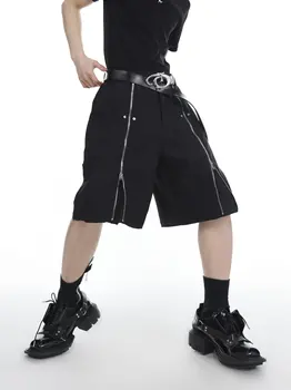 2023 Yaz şort hip hop erkek pantolon Düz Gençler Sokak Trendleri rahat spor pantolon Erkek Koyu fermuarlı Siyah Şort y2k