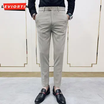 2023 Yeni Resmi erkek İş günlük giysi Pantolon Güney Kore Slim Fit Ofis erkek Pantolon erkek Düğün Kulübü rahat pantolon