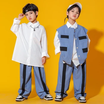 2023 Çocuk Hip Hop Dans Kostümleri Çocuklar İçin Gevşek Gömlek Kpop Kıyafetler Erkek Caz Performans Kostümleri Sokak Giyim DQS10592