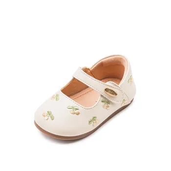 2024 AncoBear Bebek Kız Prenses Ayakkabı Çocuklar Çiçekler Nakış Yumuşak tabanlı Flattie Çocuk Kawaii ayakkabı Toddlers Sneakers