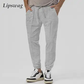 2024 Bahar Moda Düz Renk Sweatpants Erkekler Rahat İpli Dantel-up Pantolon Spor Eğitimi Pantolon Erkek Eğlence ince pantolon