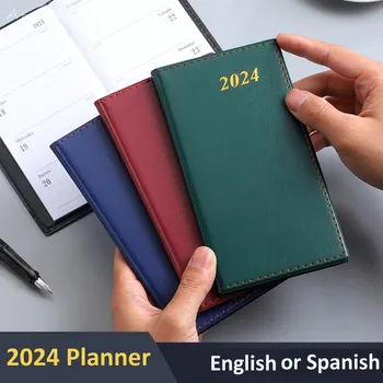 2024 Günlük Planlayıcısı İngilizce ve İspanyolca Takvim Dizüstü Haftalık Aylık Ofis Gündem Organizatör Zaman Yönetimi Randevu Günlüğü
