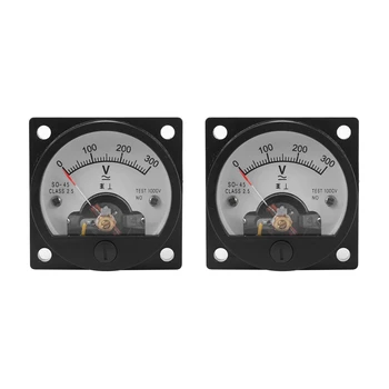 2X AC 0-300V Yuvarlak Analog kadranlı panel metre Voltmetre Ölçer Siyah