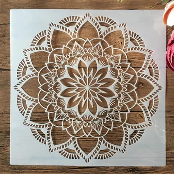 30 * 30cm Geometri Mandala Katmanlı Yuvarlak DIY Katmanlı Şablonlar Boyama Karalama Defteri Boyama Kabartma Albümü Dekoratif Şablon