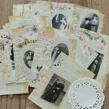 35 Adet Vintage Romantik Dantel Karakter Çiçek Dekoratif Kağıt Dıy Scrapbooking Malzeme Kağıt El Yapımı Arka Plan Kağıt Retro