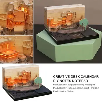 3D Kağıt Modeli Ped Kağıt Heykel Modeli Mini Dizüstü Ofis ve Okul Kağıt Hediyeler Aksesuar Not Defteri 3D Sevimli Ofis Z2E9