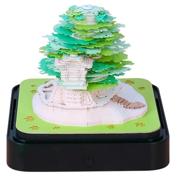 3D Sanat Takvim Bloknot 2024, yaratıcı Timepiece Takvim Sakura Ağacı Rip Away Kağıt Oyma Yapışkan DIY Not Dayanıklı