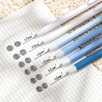 6 Adet / takım Sevimli Morandi Renk Basın Jel Kalem 0.5 mm Siyah Mürekkep Ofis İmza Kalem Öğrenci Kawaii Okul Kırtasiye Yazma Malzemeleri