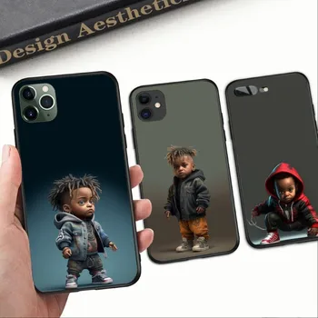 AI Sevimli Erkek Bebek Serin telefon Kılıfı için iPhone 14 13 12 11 XS X 8 7 6 Artı Mini Pro Max SE 2022 Siyah Yumuşak Telefon Kapağı