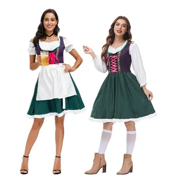 Almanya Oktoberfest Bira Kız Dirndl Geleneksel süslü elbise Cadılar Bayramı Karnaval Parti Bavyera Tavern Wench Garson Hizmetçi Cospla