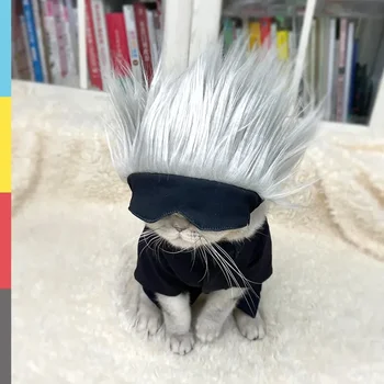 Anime Jujutsu Kaisen Gojo Satoru Küçük kedi Başlık Göz maskesi Cosplay Kostümleri Bahar Sonbahar Küçük Köpek Pet kostüm Hediyeler