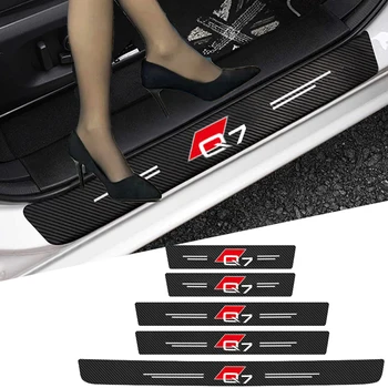 Araba Kapı Eşiği Eşik Çıkartmalar Anti Scratch Koruyucu Karbon Fiber Çıkartmaları Audi Q7 Arka Bagaj Kapağı Tampon Şeritleri Şekillendirici