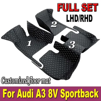 Araba Paspaslar Audi A3 8V Sportback 2013 ~ 2019 Su Geçirmez Halı Anti Kir Pad Lüks Deri Mat Tam Set Araba Aksesuarları 2014
