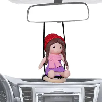Araba Salıncak Süs Araba Dikiz Aynası Kolye Reçine Araba Charm Kolye Yaratıcı Sallanan Kız Tarzı Süs Karikatür Araba Ayna