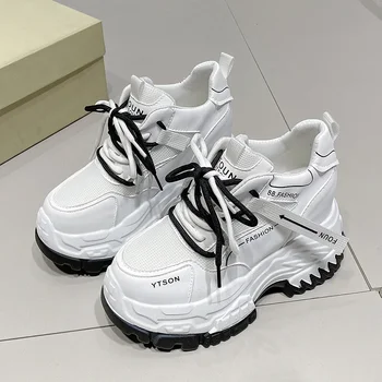Ayakkabı Kadın vulkanize ayakkabı Yeni Çift Beyaz Platformu Kalın Taban Koşu rahat ayakkabılar Boyutu 34-39 Tenis Feminino