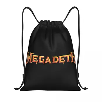 Ağır Metal Rock Roll Müzik Megadeths Baskı İpli Çanta Kadın Erkek Katlanabilir Spor Salonu Spor Sırt Çantası Eğitim Depolama Sırt Çantaları