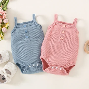 Bebek Kız giysileri Yaz Yenidoğan Bebek Bebek Kız Romper Kolsuz Tulum 0-24M Tek Parça Tulum Moda Bebek Giyim