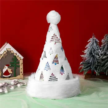 Beyaz Yumuşak Peluş Noel Şapka Parti Kar Tanesi Noel baba Şapkaları Beyaz noel dekorasyonları Şapka Yeni Yıl Dekorasyon Tatil Parti Malzemeleri