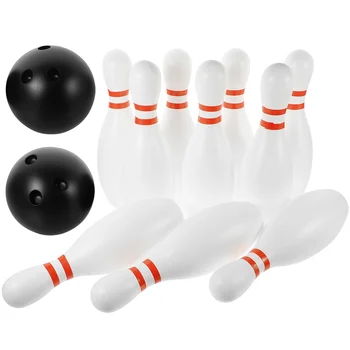 Büyük Boy Bowling Oyun Setleri Kapalı Açık Spor Bowling Oyunları Oyuncak Çocuklar için(10 adet Bowling Beyaz + 2 adet Topları Rastgele Renk)