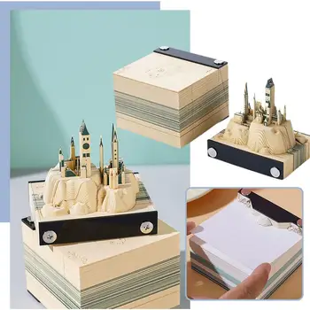 Büyük Kale 3D Not Defteri Kağıt Heykel Sanat DIY Not Mimari Retro Not Defteri Yapışkan Yapı Sanat Özgünlük Yaratıcı D6V1