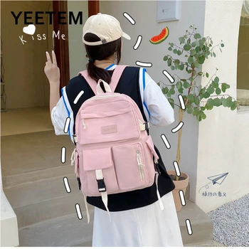 Büyük kapasiteli keten sırt çantası çok katmanlı ortaokul öğrenci Schoolbag ışık basit seyahat çantası tuval sırt çantası