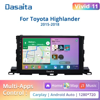 Dasaita Vivid10 PX6 Toyota Highlander İçin Radyo 2015 2016 2017 2018 Apple Carplay Android Otomatik 10.2 