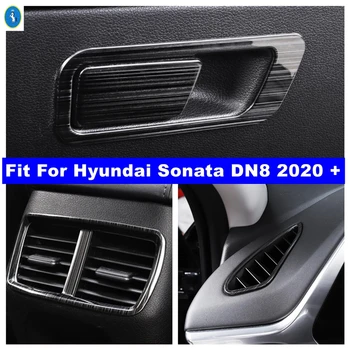 Dashboard Kol Dayama Kutusu Arka Hava AC Havalandırma Çıkışı Eldiven saklama kutusu Kapak Trim Fit Hyundai Sonata İçin DN8 2020-2023 Siyah Fırçalanmış