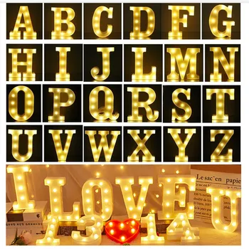 Dekoratif Harfler alfabe Mektubu LED ışıkları aydınlık Numarası Lambası Dekorasyon Pil Gece Lambası parti bebek Odası Dekorasyon