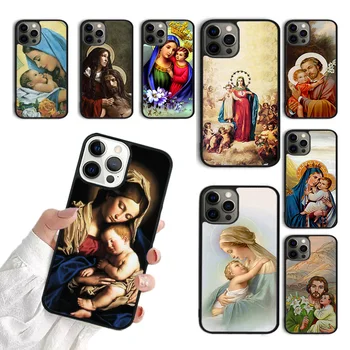 Dini Mary ve İsa Telefon Kılıfı İçin iPhone 15 SE2020 11 12 13 14 Pro Max Mini Kapak iPhone XS İçin Max XR 6 7 8 Artı Fundas