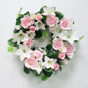 DIY Düğün yapay çiçek Gül Zambak Bitki Yeşil Yapraklar Simülasyon Kamışı Süsleme Garland Duvar Parti Dekor Asma Lento Çiçek