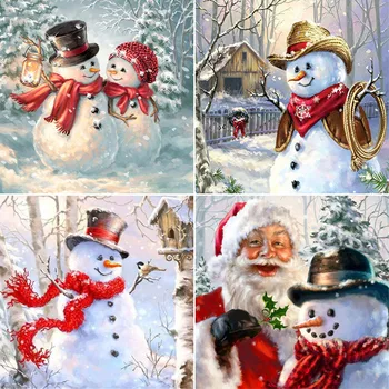 DİY 5D Elmas Boyama Noel Baba Kardan Adam Tam Matkap Kare Nakış Mozaik sanat resmi Rhinestones Noel Dekorasyon