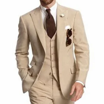 En iyi Erkek Takım Elbise Üç Parçalı İş Doruğa Yaka Parti İki Düğme 2024 Ceket Pantolon Yelek Custom Made Düğün Damat Smokin