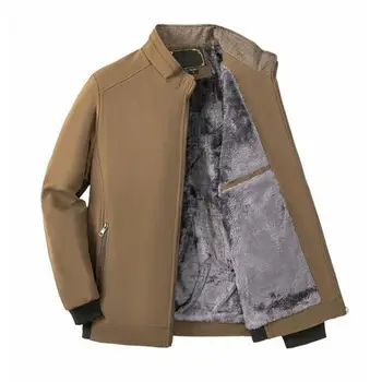 Erkek Giyim Erkek Ceket Termal Rüzgar Geçirmez Orta Yaşlı erkek Ceket Peluş Yaka Soğuk Dayanıklı fermuarlı hırka Sonbahar Kış için