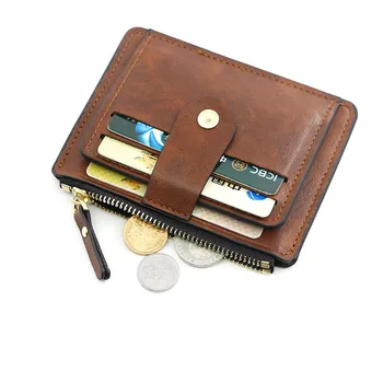 Erkek Kart Cüzdan Kısa Mat Deri Retro Çoklu kart Kumaş kart tutucu Para Yeni Minimalist Çanta Şeffaf Paralar