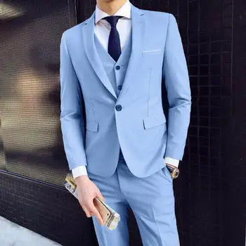 Erkek Takım Elbise Premium erkek Düğün Takım Elbise Seti Şık İş Tarzı Slim Fit Ceket Pantolon Yelek Uzun ömürlü İpeksi Pürüzsüz Kumaş Erkekler