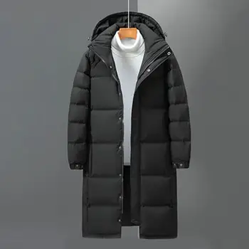 Erkekler Kış Uzun Ördek aşağı Palto Kapşonlu Casual Aşağı Ceketler Yüksek Kaliteli Erkek Açık Rüzgar Geçirmez Sıcak kışlık ceketler Erkek Giyim