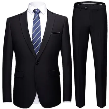Erkekler Lüks Blazers 2 Parça Setleri 2023 Moda Yeni erkek Rahat Butik İş Elbisesi Düğün Damat Takım Elbise Ceket Blazers Pantolon