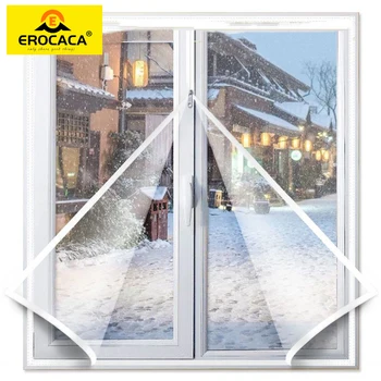 EROCACA Fermuarlı pencere ısı yalıtım filmi kışın sıcak film Kendinden Yapışkanlı mukoza koruyucu şeffaf Yumuşak film pencere İçin