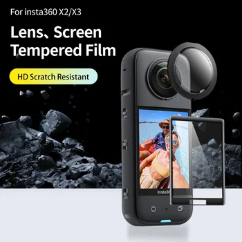 Eylem kamera ekran koruyucusu İçin INSTA360 X3 / bir X2 Temperli Cam Lens koruma filmi Ön ve arka kamera koruyucu kapak